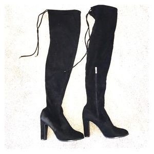 Black Suede Knee High Boots